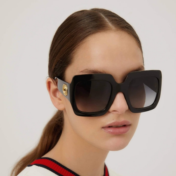 NEW GUCCI OVERSIZED SQUARE WOMEN'S SUNGLASSES GG0053SN 001 GUCCI EYEWEAR - Picture 5 of 10